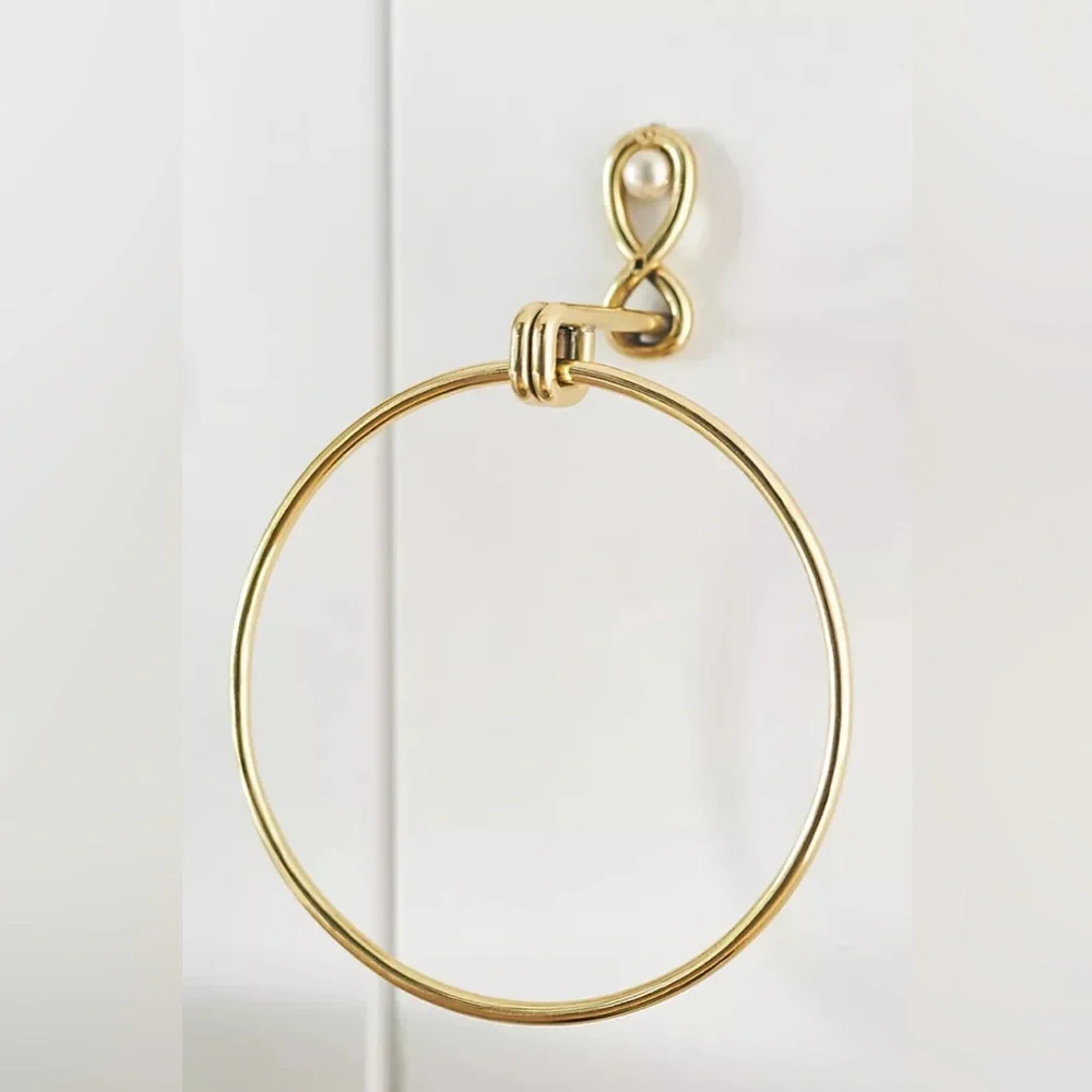 New Anthropologie Home Decor Tiffani Pearl Bathroom Bath Towel Hook Ring